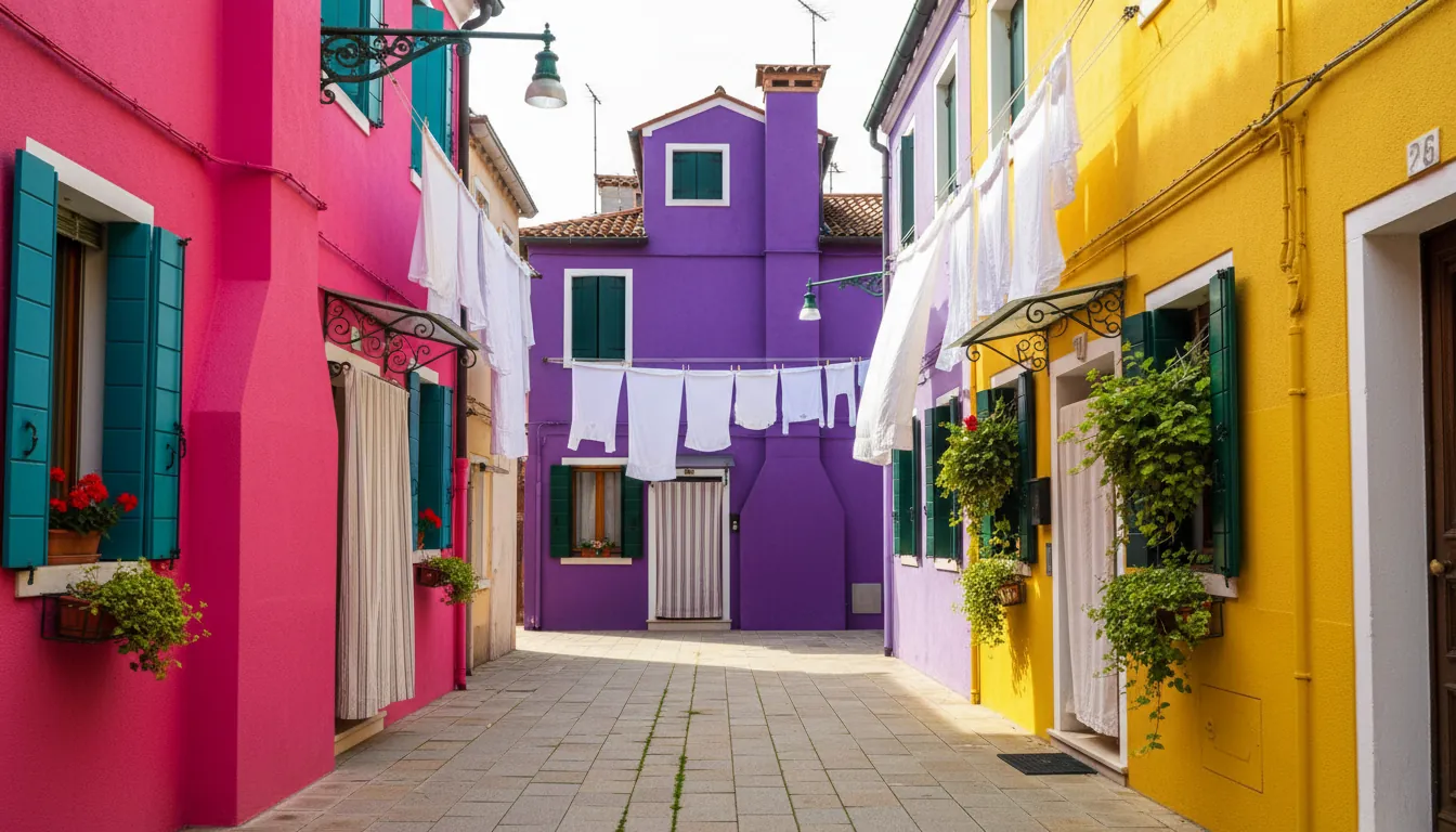 Casele colorate pe o stradă europeană