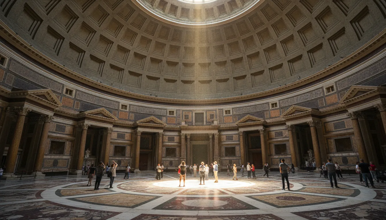 Interiorul Panteonului cu oculus în cupolă
