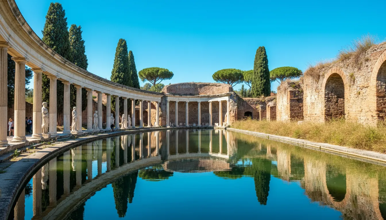 Ruinele vilei Adriana din Tivoli cu coloanele Canopus-ului