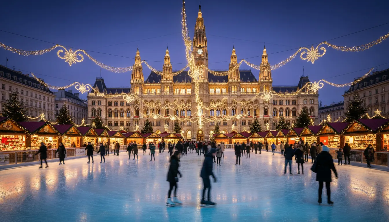 Târgul de Crăciun din fața Primăriei din Viena