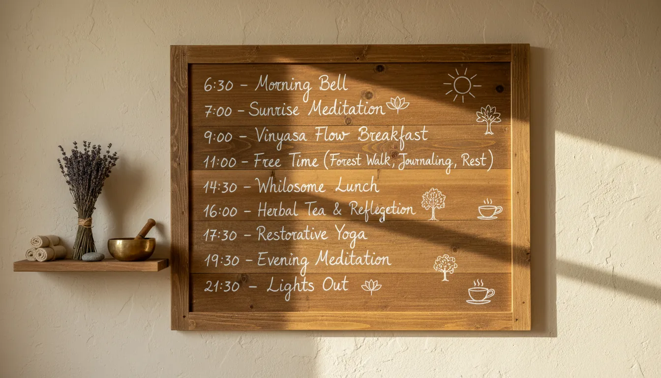 Programul zilei la retragerea de yoga