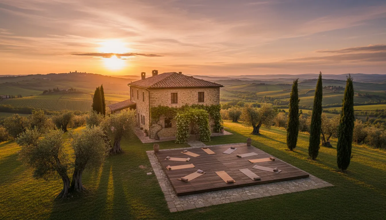 Retragere de yoga în Toscana în mijlocul viilor și livezilor de măslini
