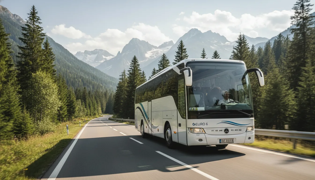 Autobuz ecologic în munții Europei