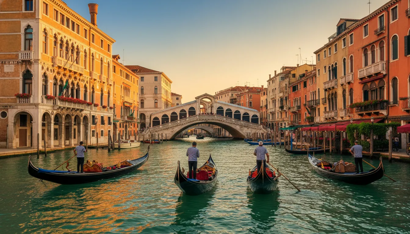 Veneția - canal cu gondole