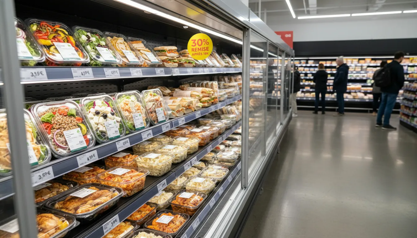 Secția de mâncare gata într-un supermarket parizian