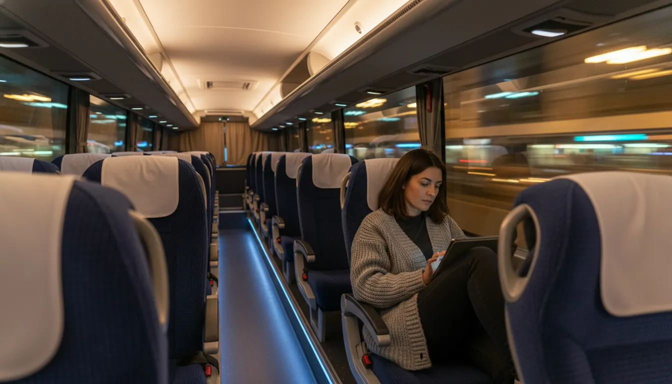 Interiorul autobuzului confortabil UNBILET