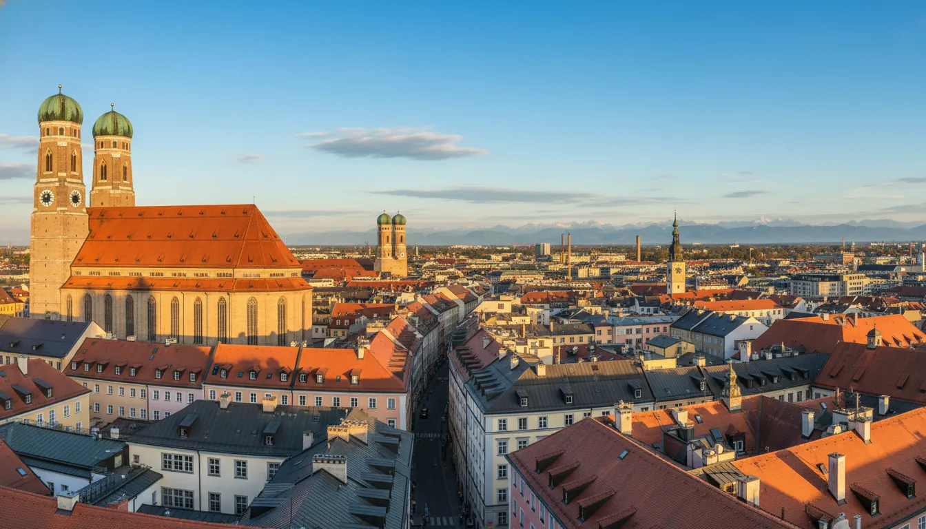 Panorama Munchen cu vedere la Alpi