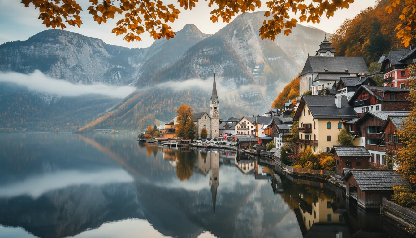 Satul Hallstatt în toamnă