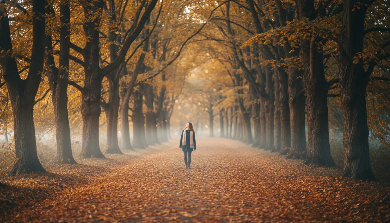 Parc de toamnă în Europa cu frunzișul auriu