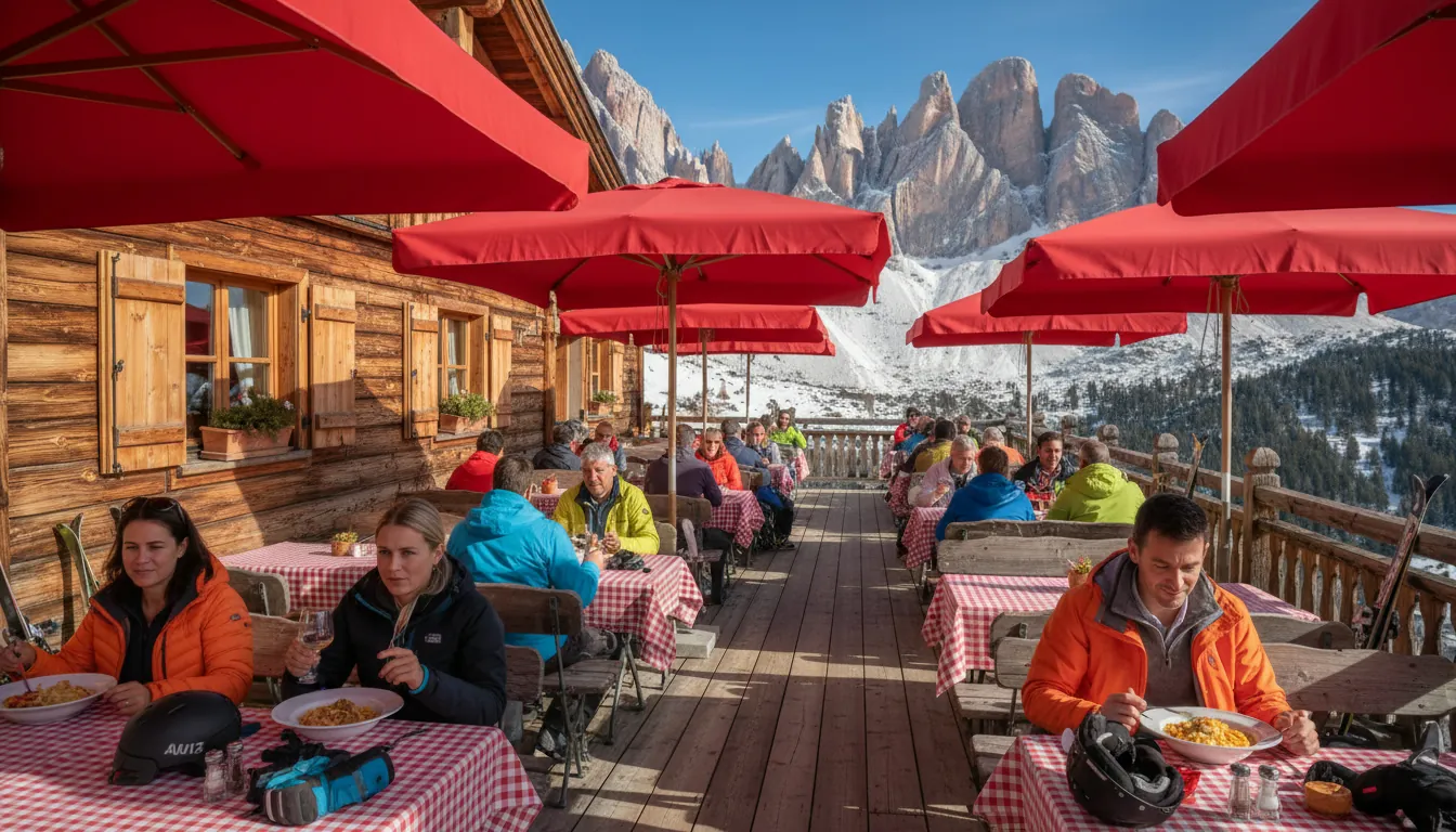 Restaurant montan în Dolomitele Alpiene