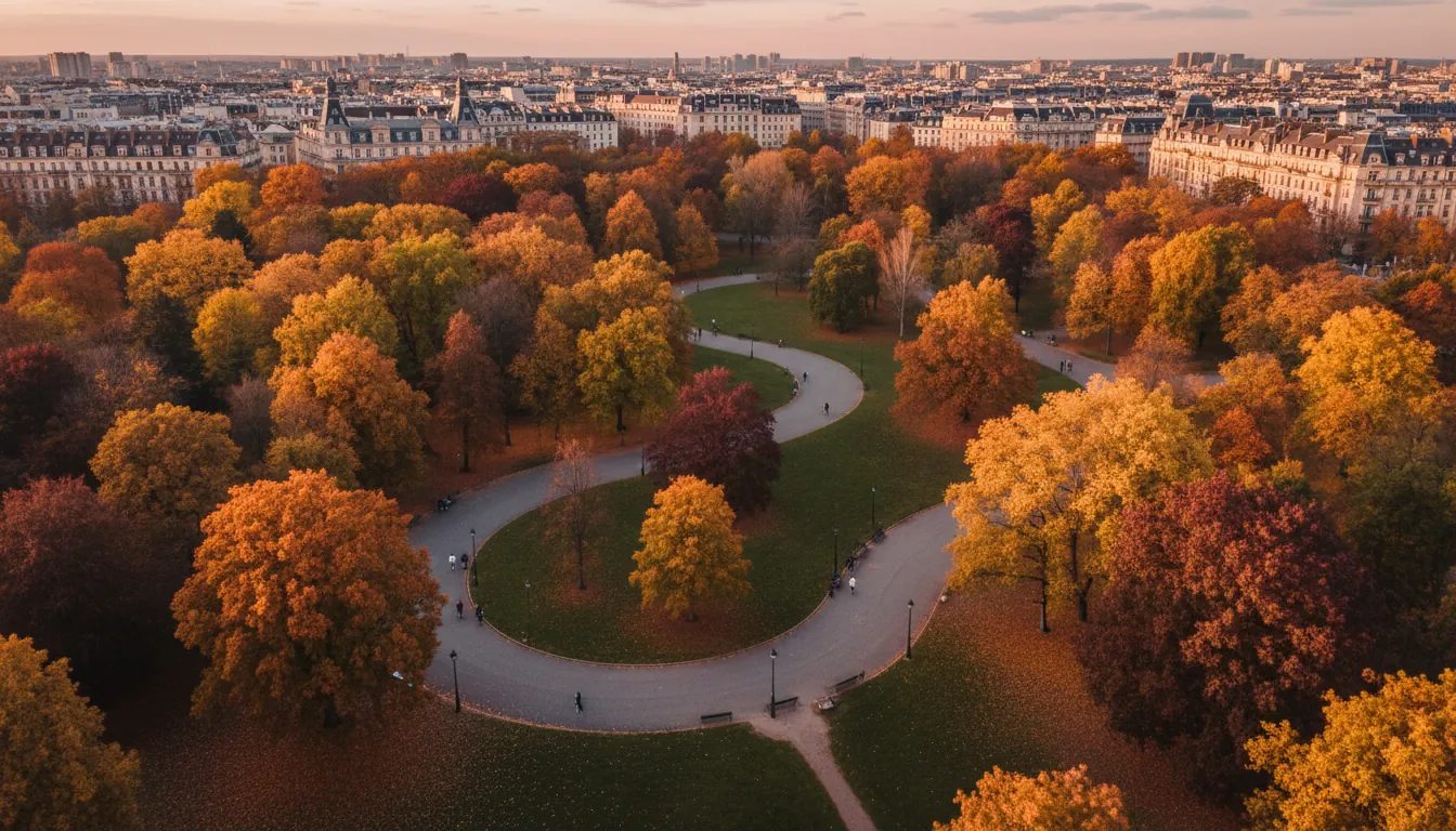 Parc de toamnă într-un oraș european