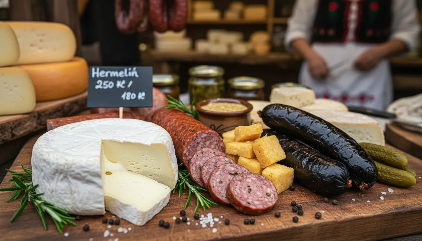 Cașcavaluri și carne de porc cehe pe piață