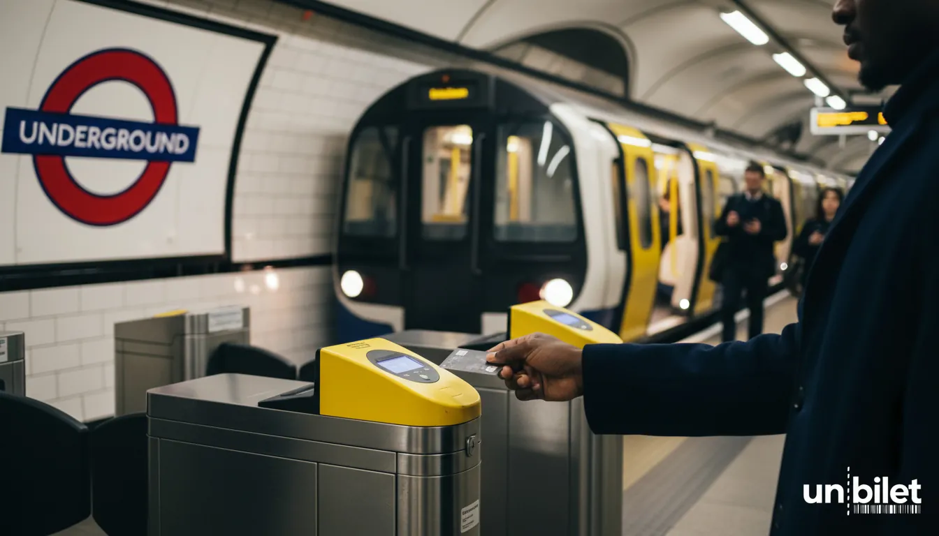 Metrou londonez cu pasageri