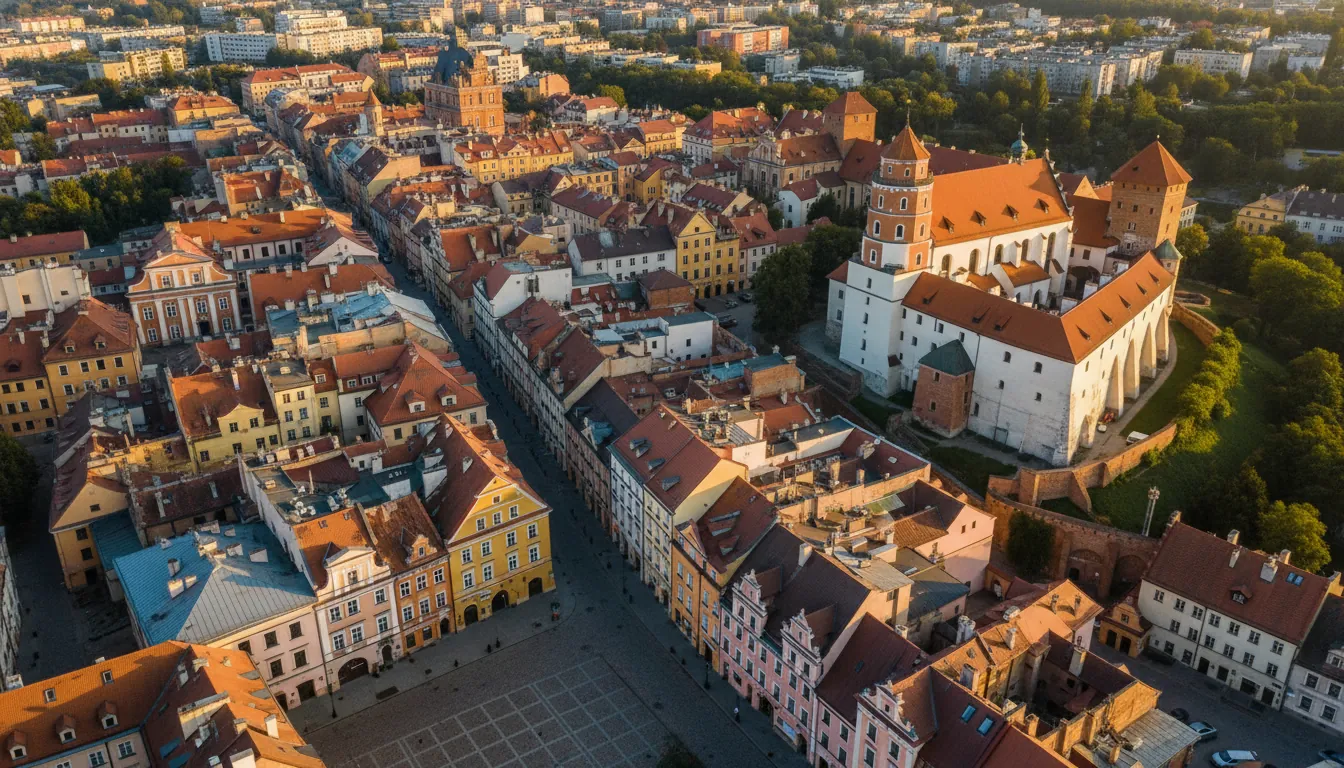 Centrul istoric al Lublina din perspectiva păsării