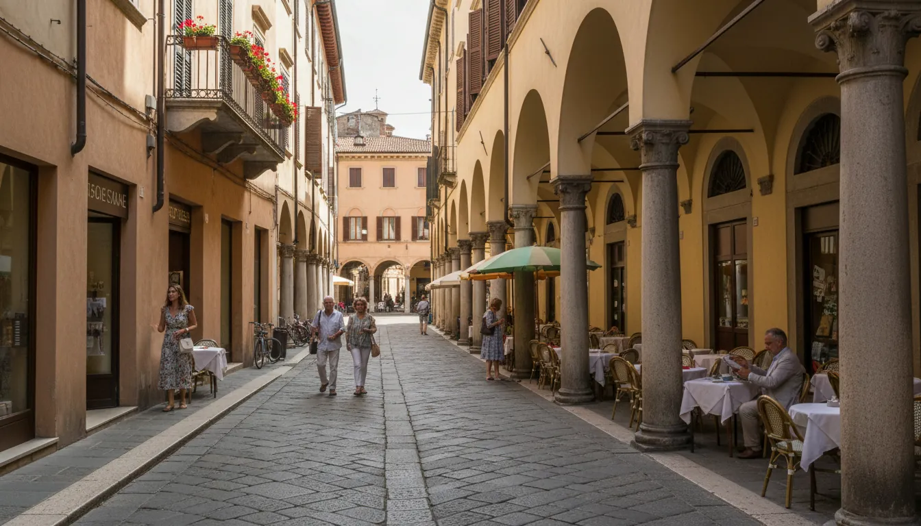 Stradă medievală în Padova cu arcade