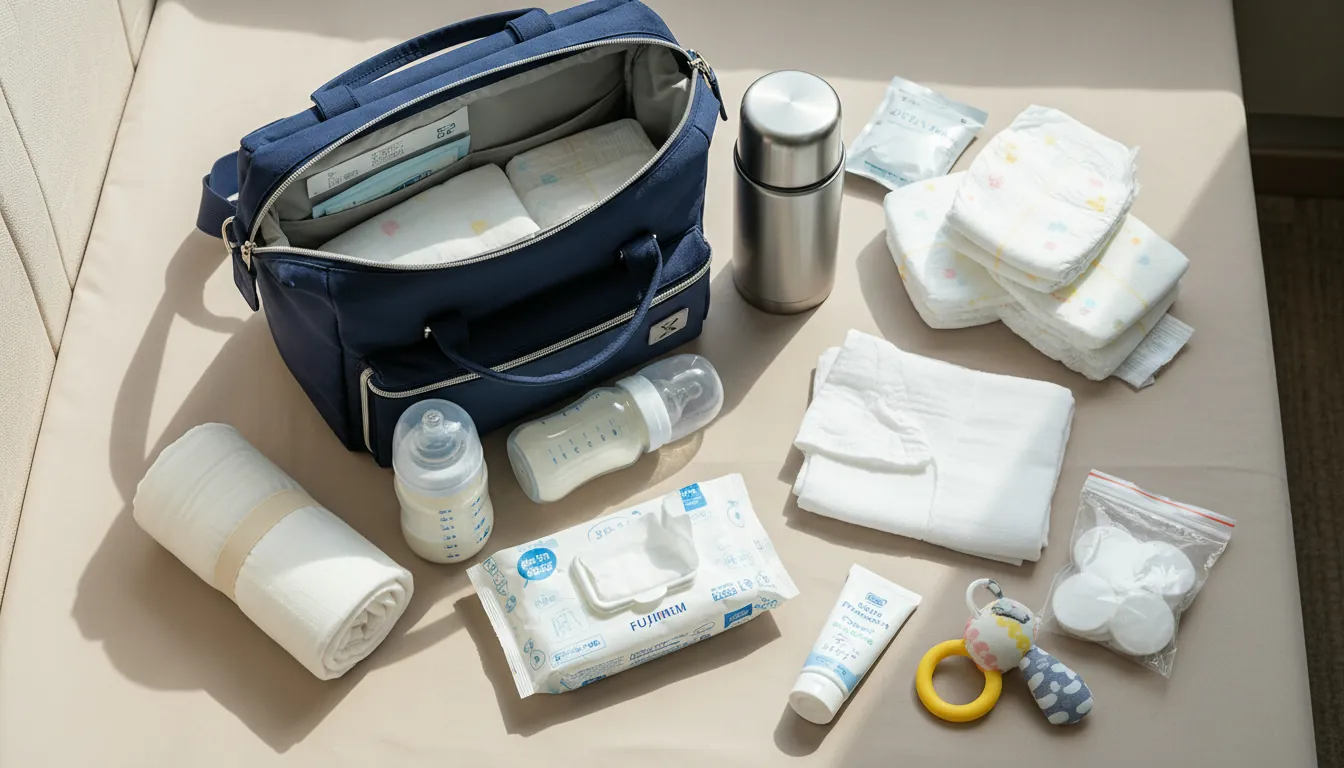 Geantă cu articole pentru copil pentru călătorie