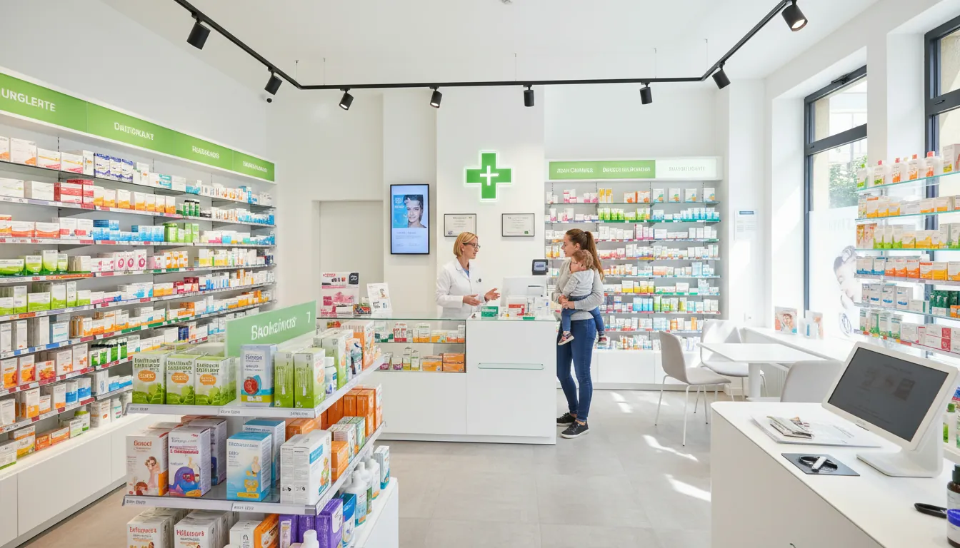 Interiorul unei farmacie europene