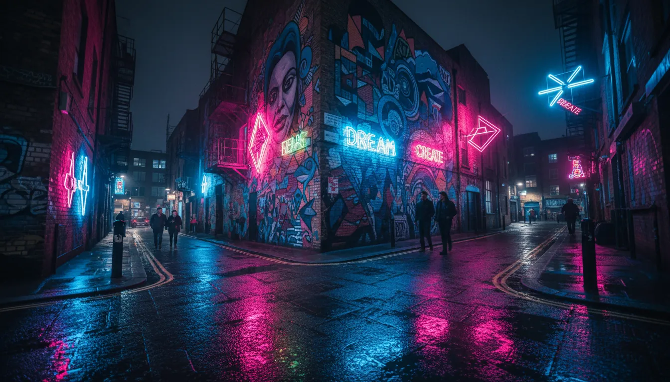 Artă neon în districtul Shoreditch, Londra