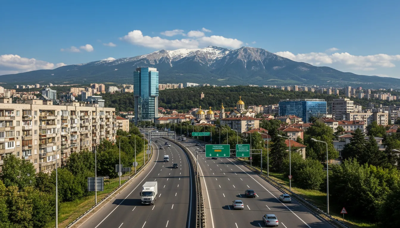 Panorama Sofiei de pe drum